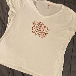 Autumn Leaves Graphic V Neck Tee shirt